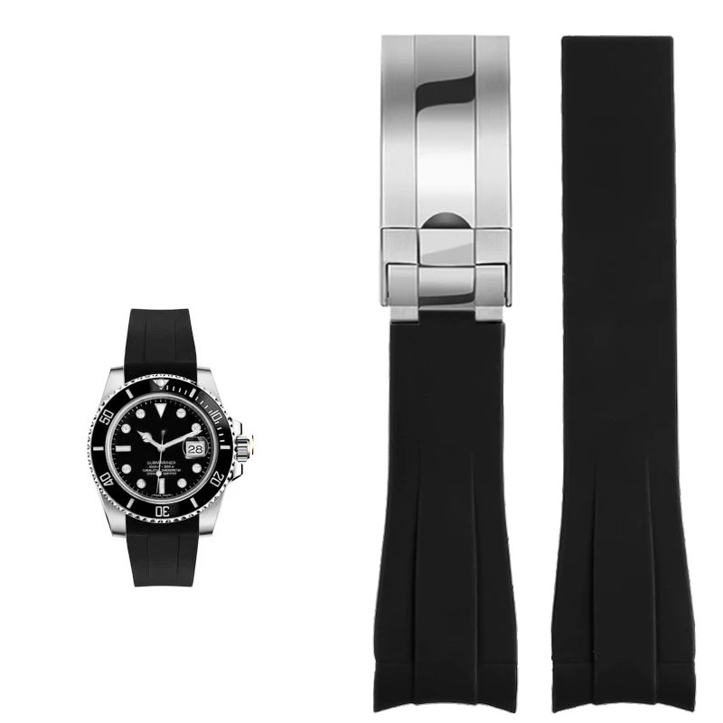 Rolex Watch Submariner - حزام ساعة سيليكون أصلي لرولكس 20