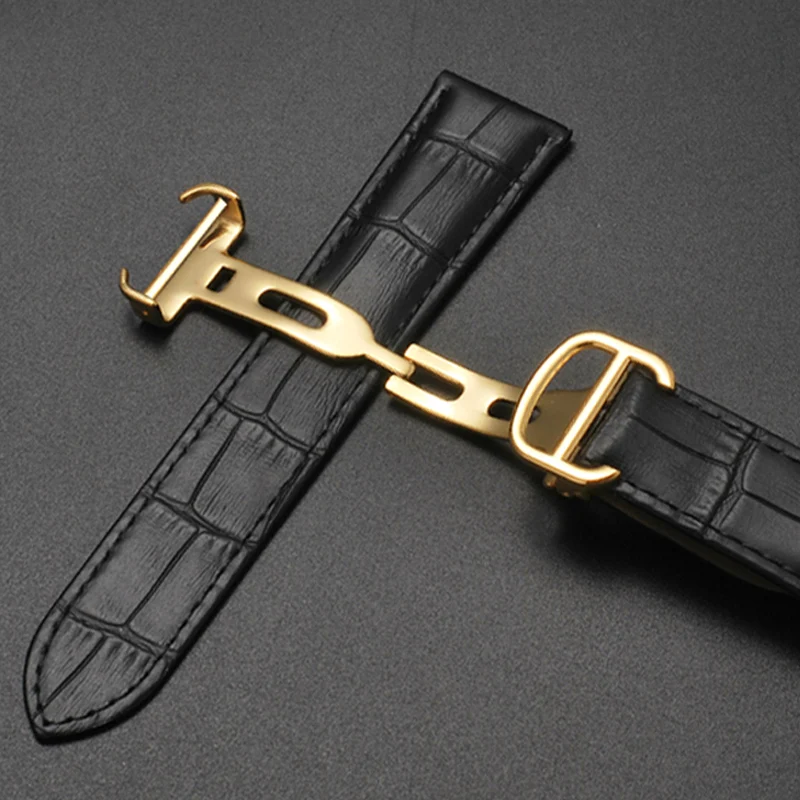 Cartier Watch Santos - جلد طبيعي حزام الساعات مع الخيزران