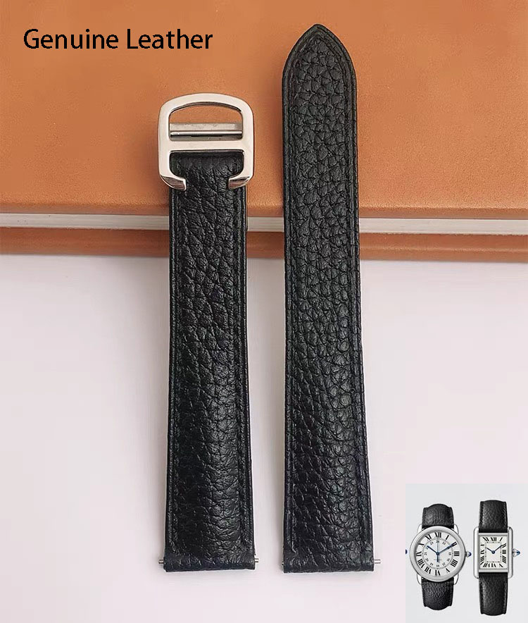 Cartier Watch Santos - حزام ساعة من الجلد الطبيعي مناسب