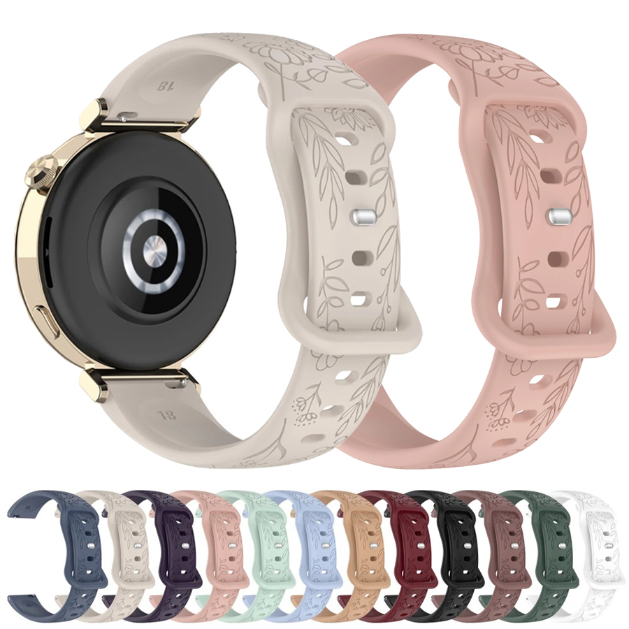 Silicone Watch Band 22Mm - حزام سيليكون ثلاثي الأبعاد مزخرف بالزهور