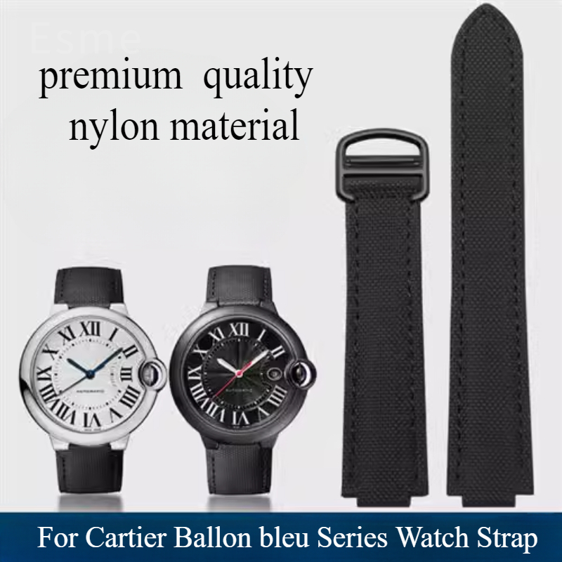 Cartier Watch Ballon Bleu - حزام ساعة أصلية من النايلون الأسود