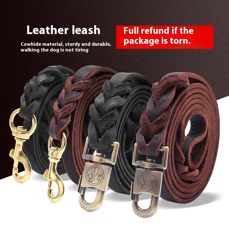 Leather Strap Quick Release - مقود كلب من الجلد الطبيعي -