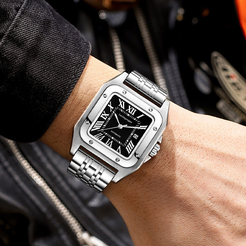 Cartier Watch Santos - ساعة يد رجالية ميكانيكية أوتوماتيكية فاخرة