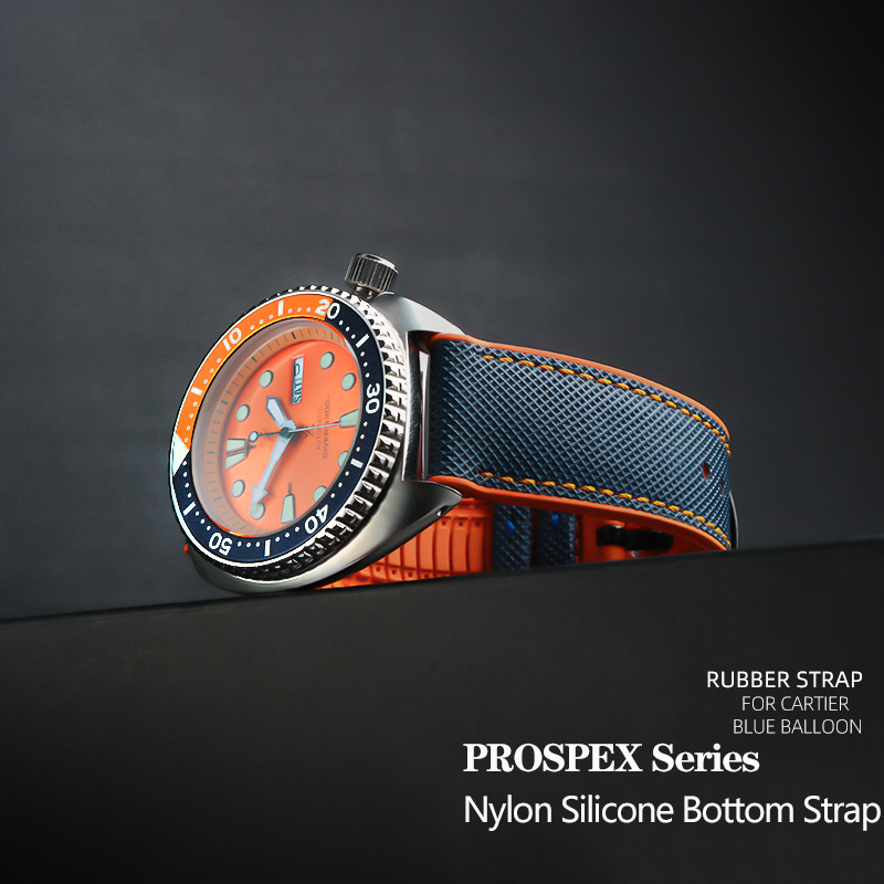 Seiko Watch Prospex - النايلون سيليكون أسفل حزام (استيك) ساعة