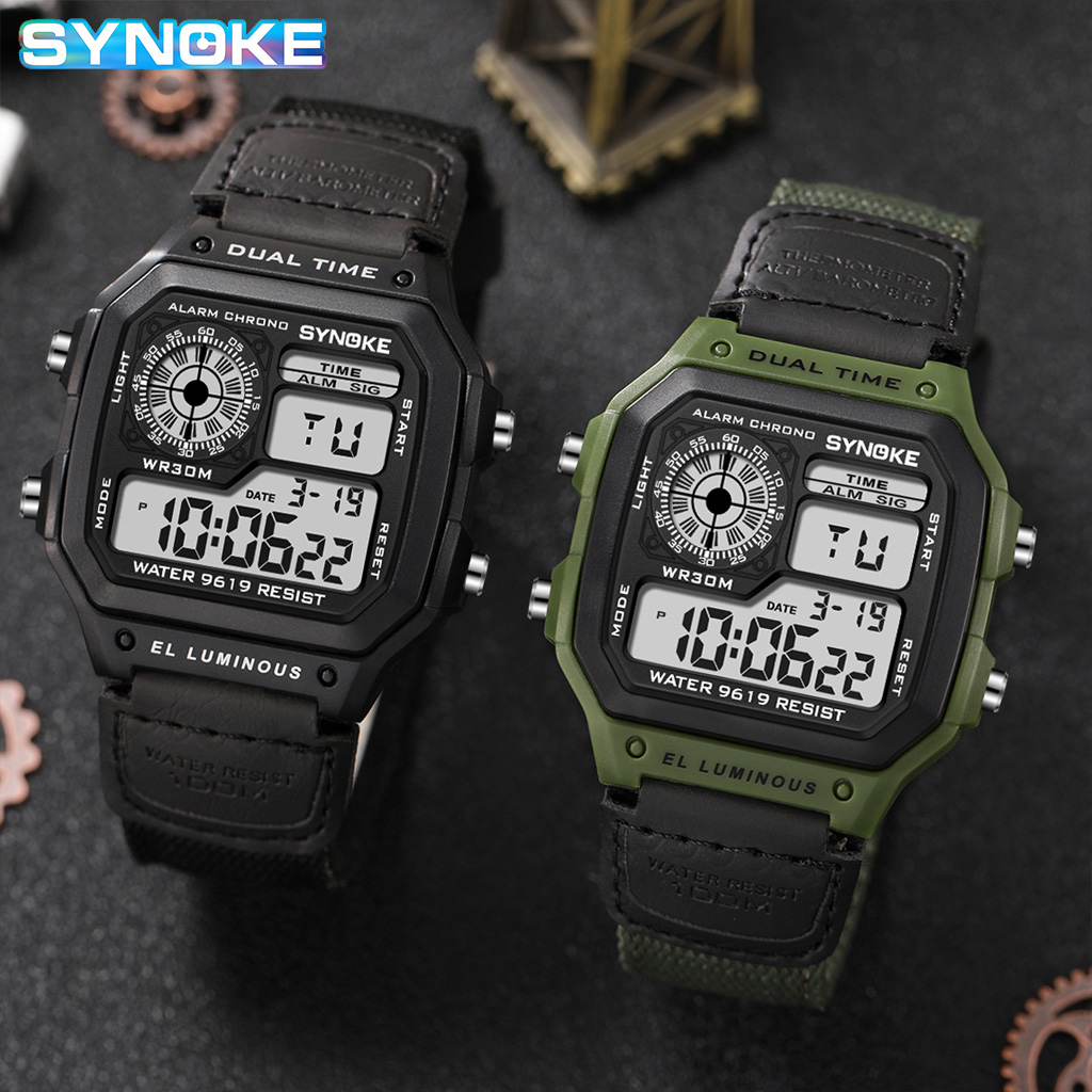 Synoke ساعة رقمية عسكرية خارجي - مراجعة Canvas Strap Watch وسعره