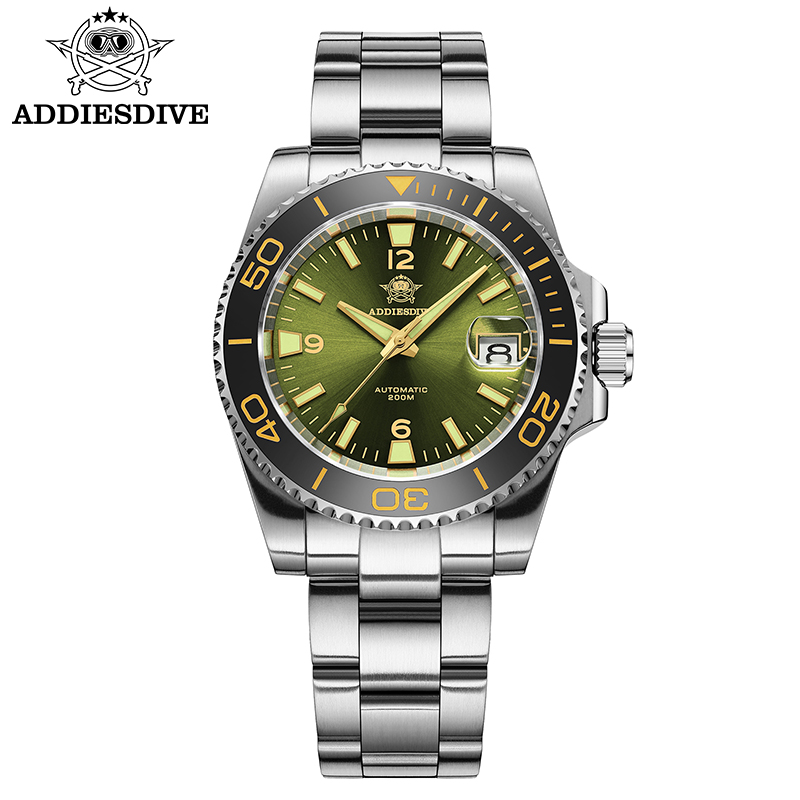 Addiesdive جديد الغوص ساعة لله - مراجعة Stainless Bracelet Diver وسعره