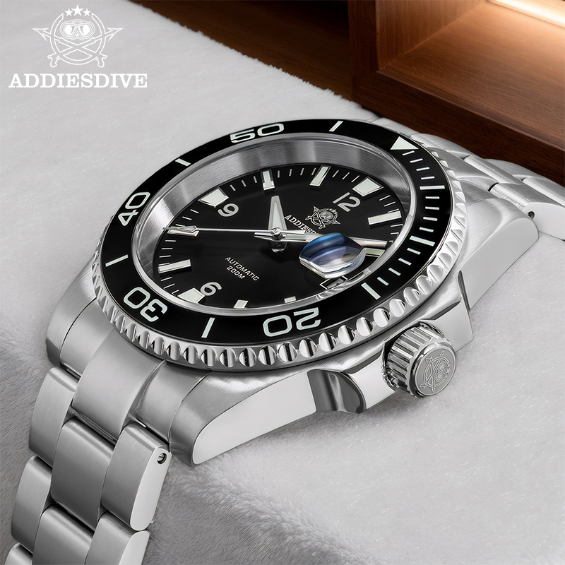Addiesdive جديد الغوص ساعة لله - مراجعة Stainless Bracelet Diver وسعره