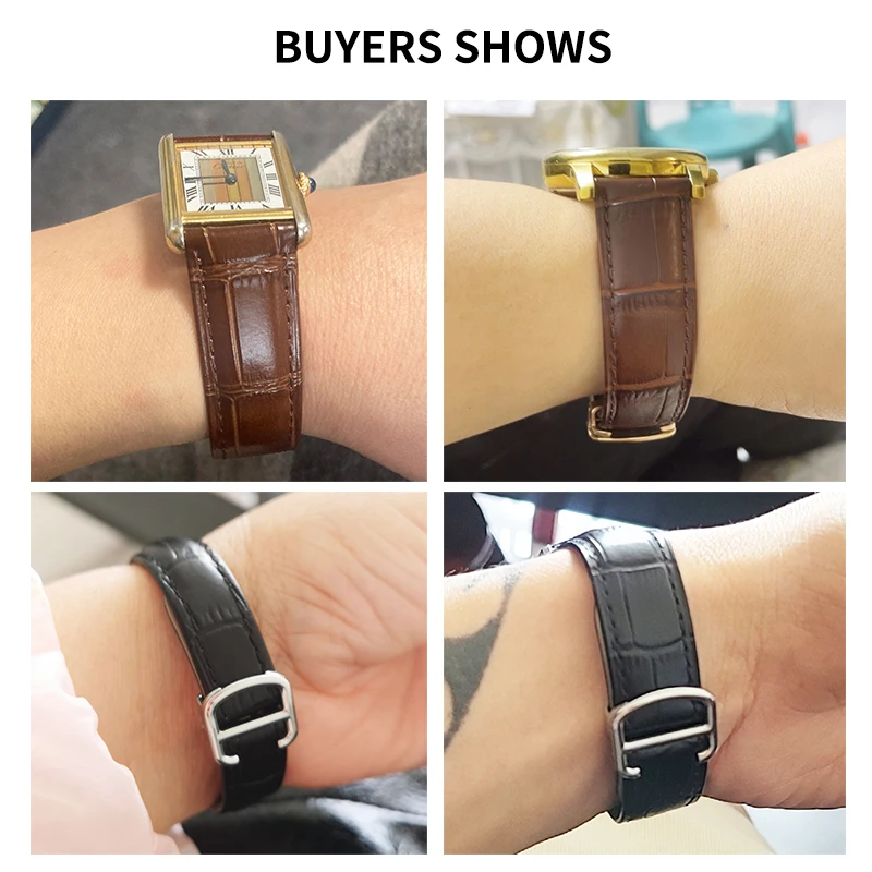 جلد طبيعي حزام الساعات مع الخي - مراجعة Cartier Watch Santos وسعره