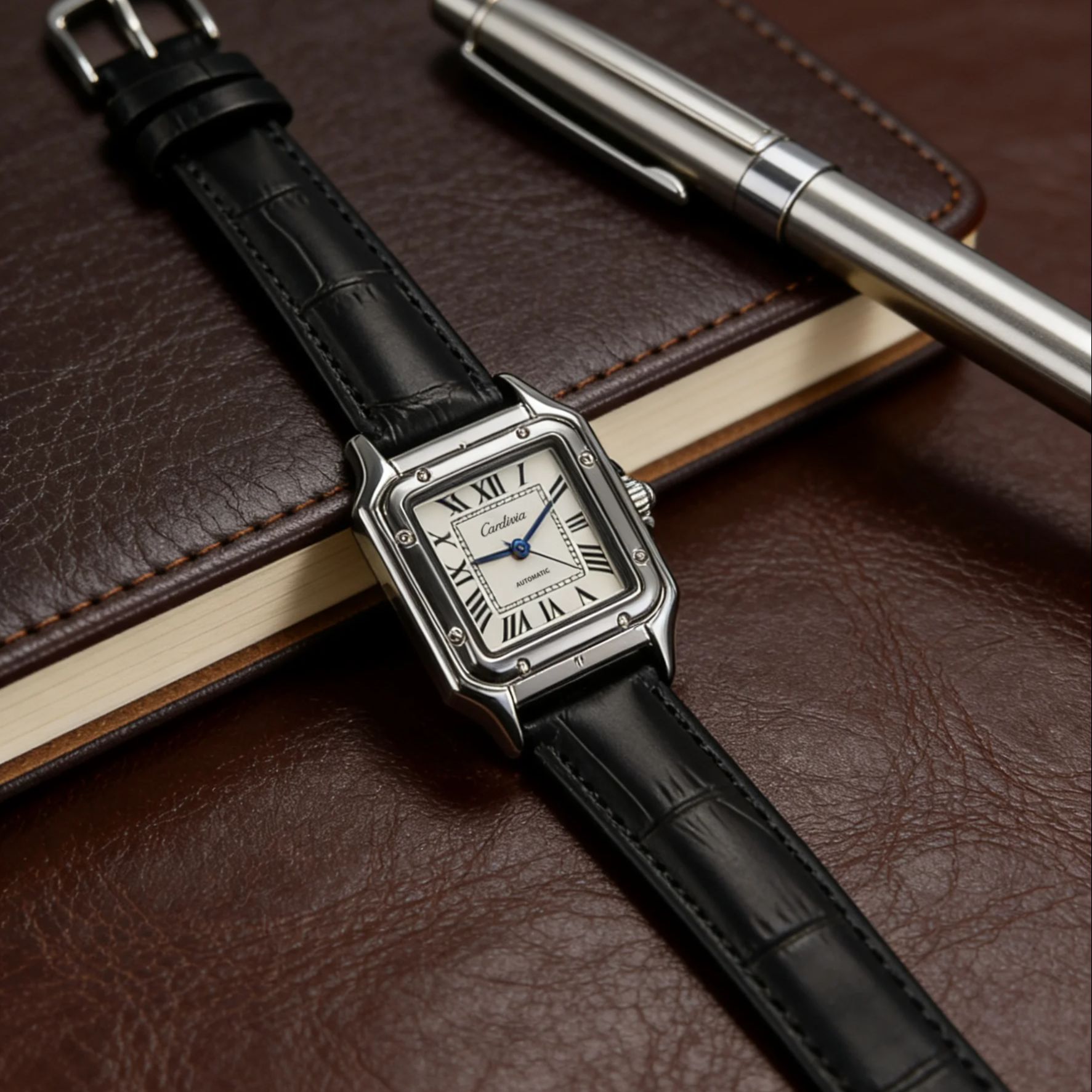 ساعة كوارتز نسائية مربعة الشكل - مراجعة Cartier Watch Santos وسعره