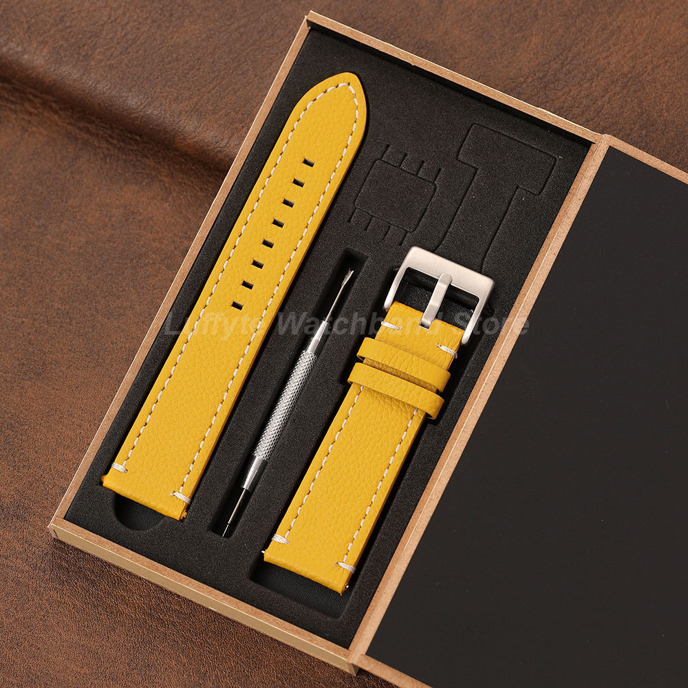حزام ساعة ذو وجهين بنسيج ليتشي - مراجعة Leather Strap Quick Release وسعره